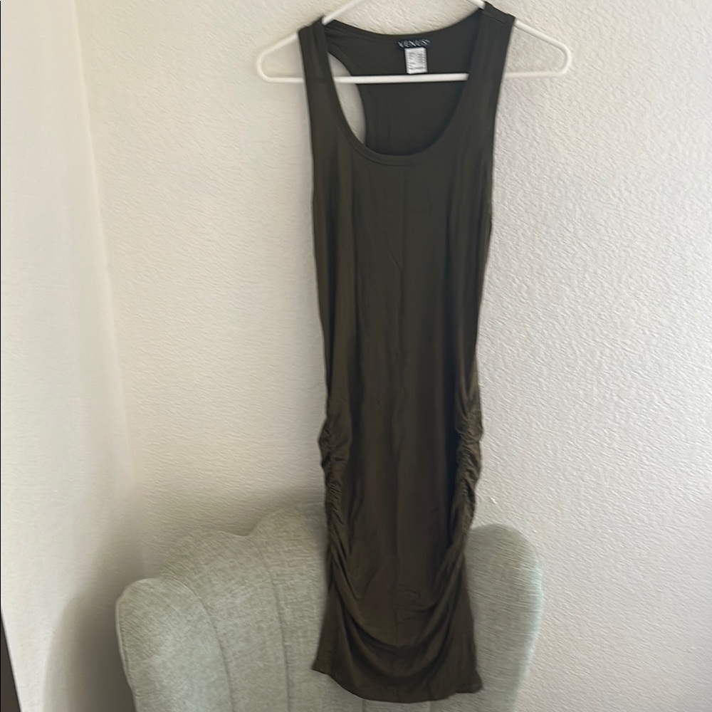 VENUS Khaki Sleeveless Midi Dress